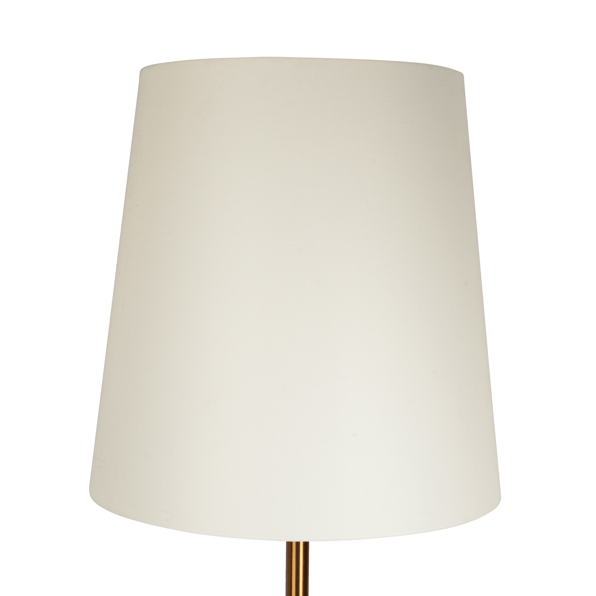 Celestial Modern Floor Lamp with Brass Accent Table and Large White Shade by BLAKHOM