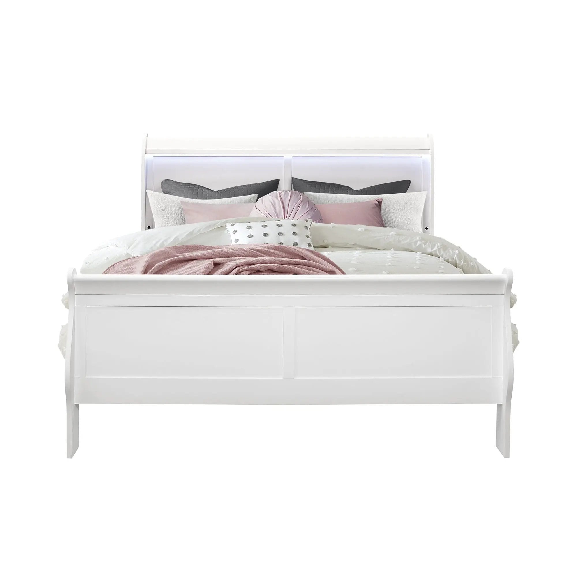 Charlston - Modern Sleigh Design Bed With LED by Unique Piece Furniture
