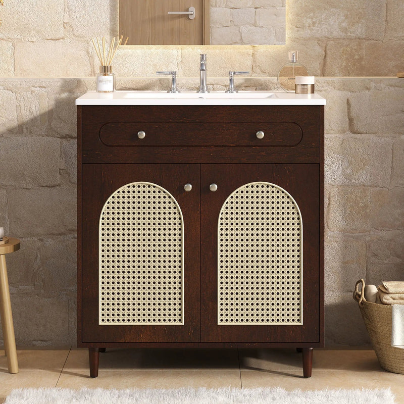 Modern Bathroom Vanity With Sink, Cabinet With Adjustable Shelf by Unique Piece Furniture