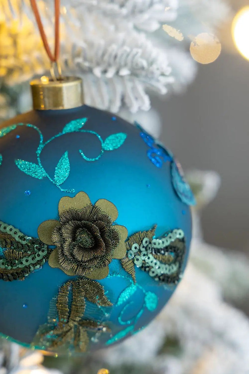 Christmas Ball Ornaments Glass Decorative Hanging Balls Light Blue by HouseOfZazla