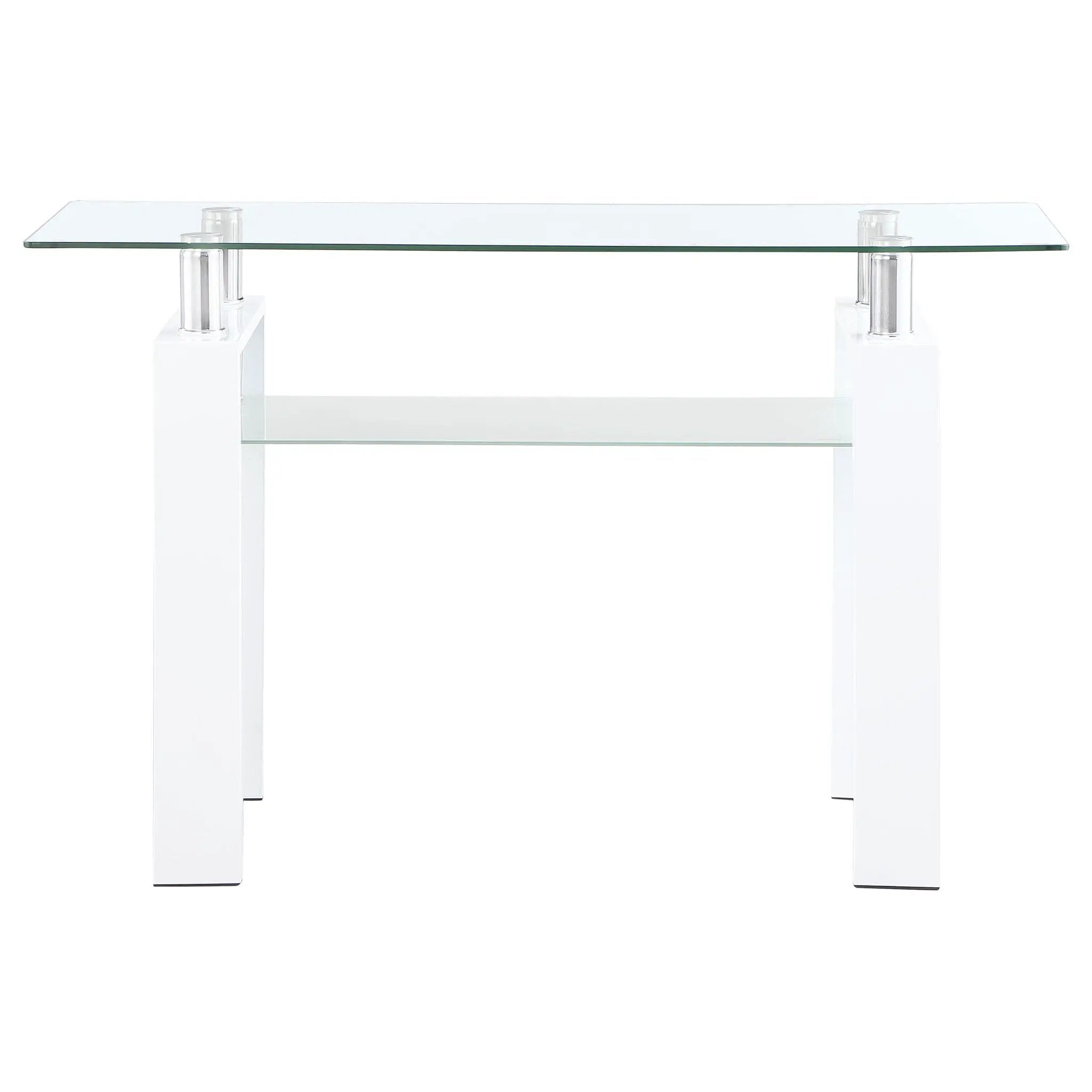 Dyer Rectangular Glass Top Entryway Sofa Console Table White by Unique Piece Furniture