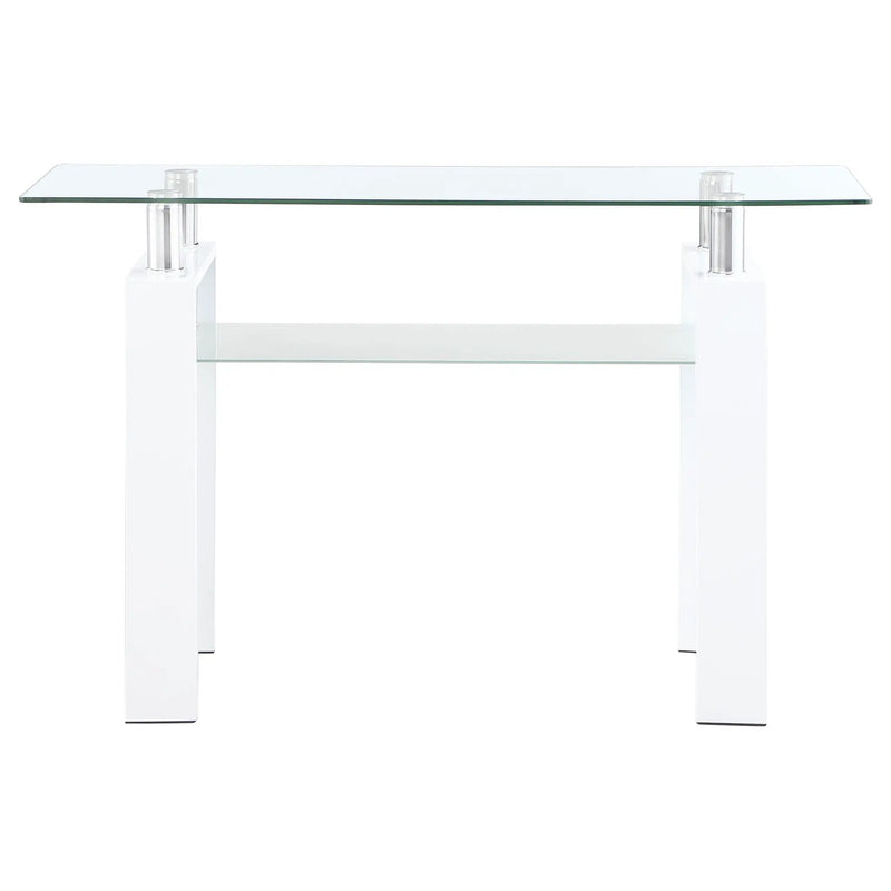 Dyer Rectangular Glass Top Entryway Sofa Console Table White by Unique Piece Furniture