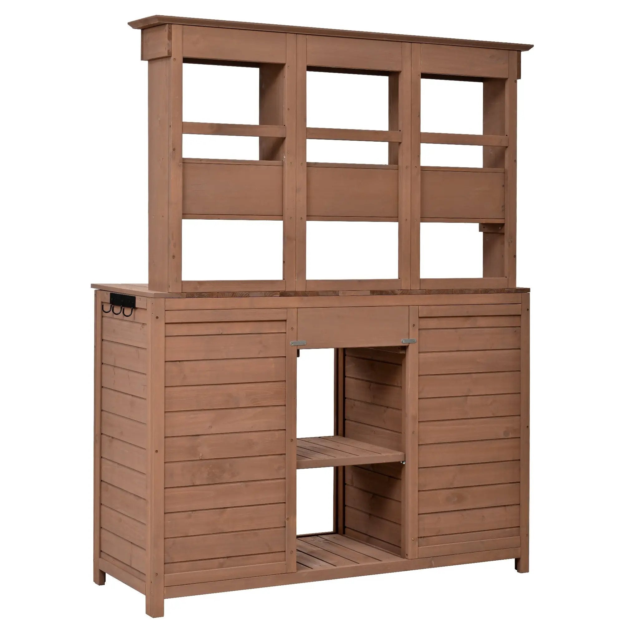 Topmax 65.7'' Tall Garden Potting Bench Table with Hutch by HouseOfZazla