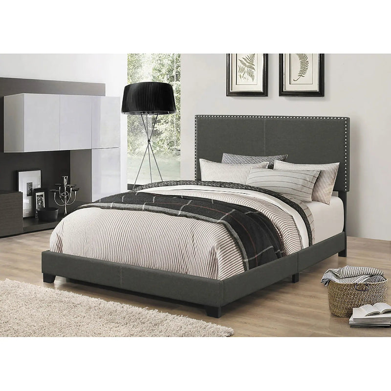 Queen Bed With Nailhead Trim - Charcoal by HouseOfZazla
