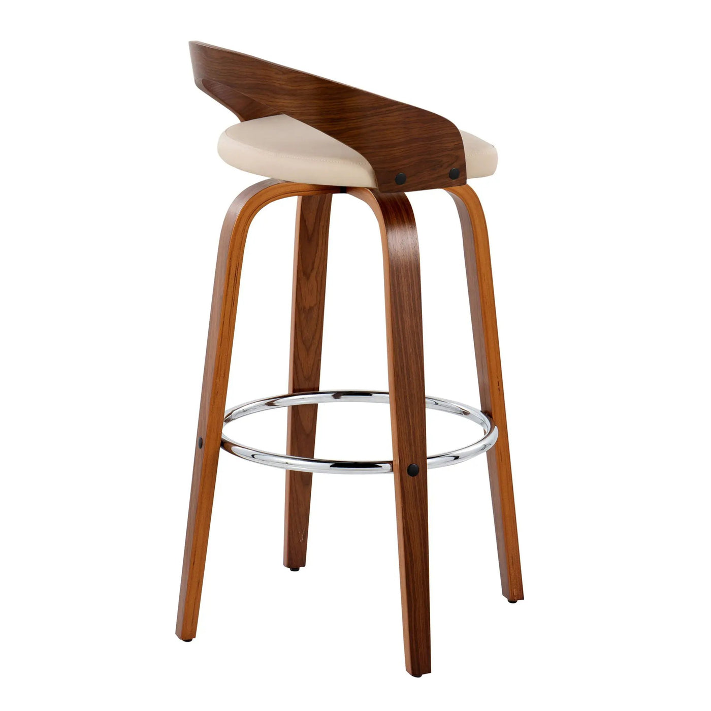 Grotto - Contemporary Fixed Height Barstool With Swivel With Round Footrest (Set of 2) by HouseOfZazla