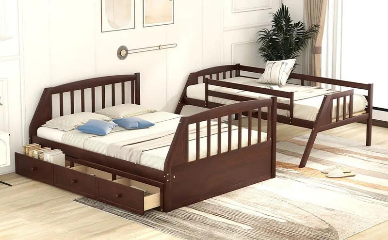 Bunk Bed With Drawers, Ladder And Storage Staircase by HouseOfZazla
