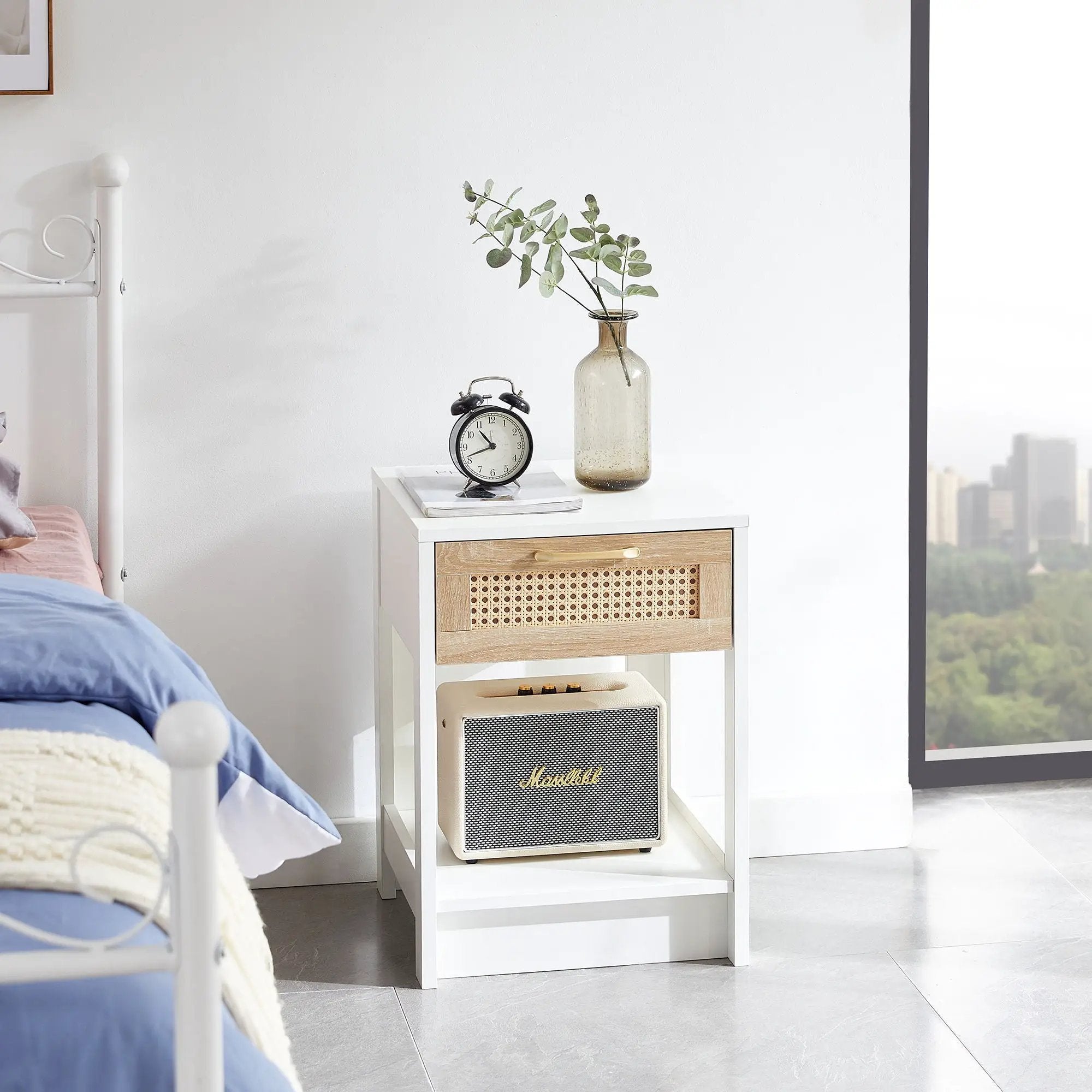 15.75" Rattan End Table With Drawer, Modern Nightstand, Side Table For Living Room, Bedroom by HouseOfZazla