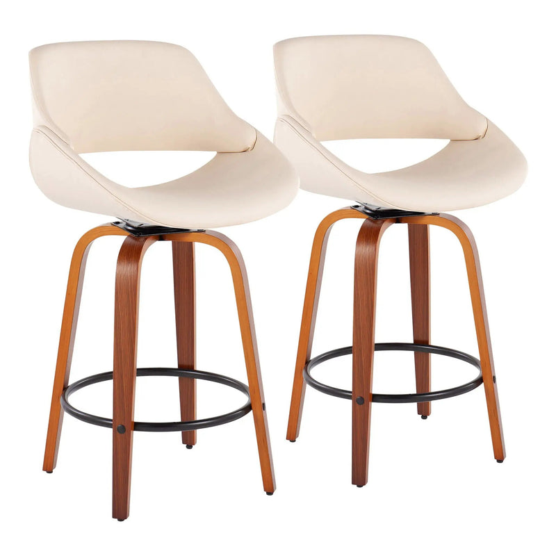 Fabrico - Mid Century Modern Fixed Height Counter Stool And Round Footrest (Set of 2) by HouseOfZazla