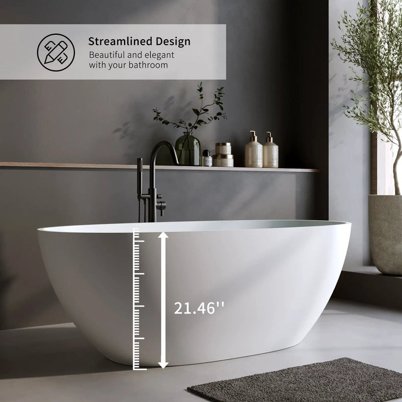 66.9″ Solid Surface Matte Tub - Freestanding Soaking Bathtub by HouseOfZazla