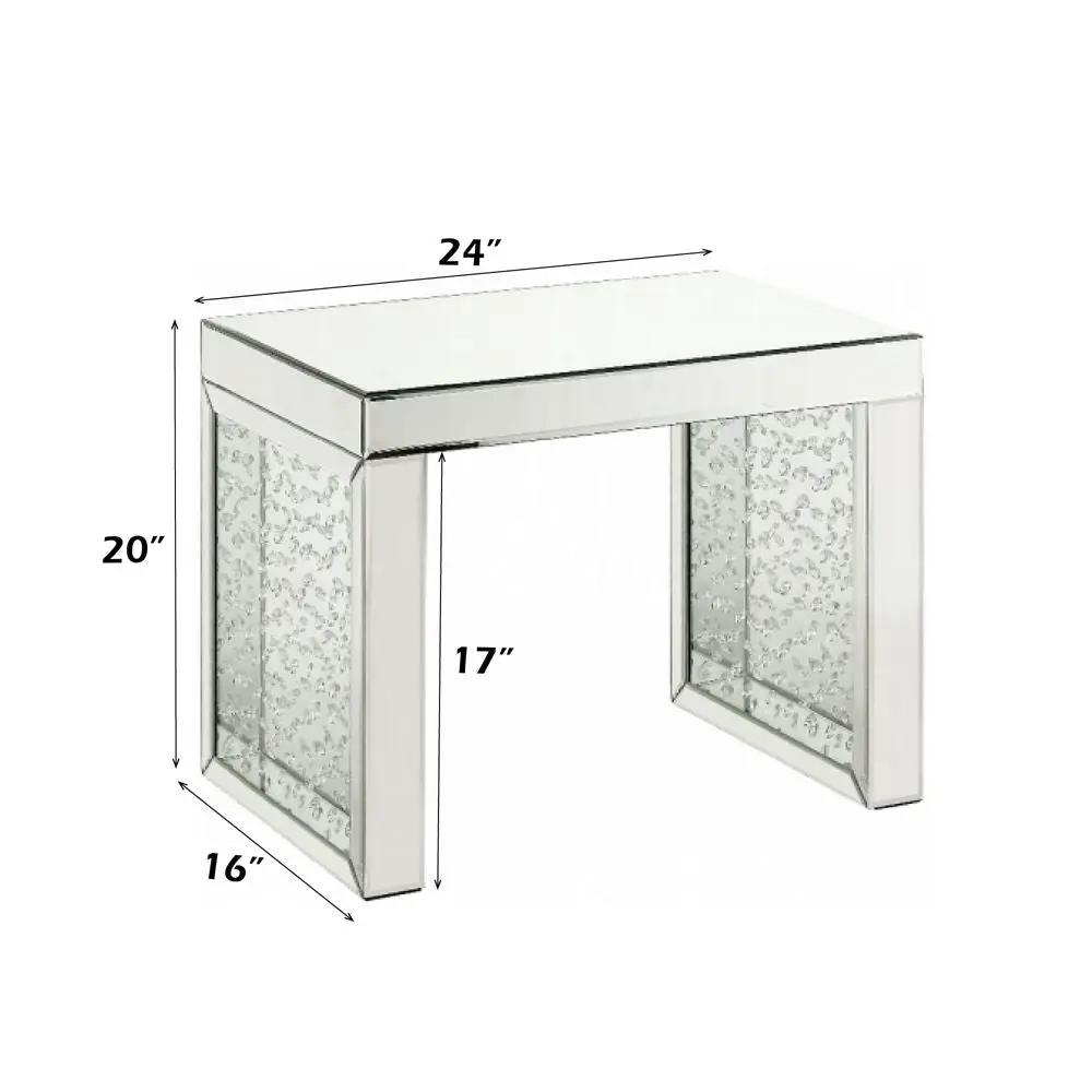 Nysa - 20" Accent Table - Mirrored & Faux Crystals Inlay by Unique Piece Furniture