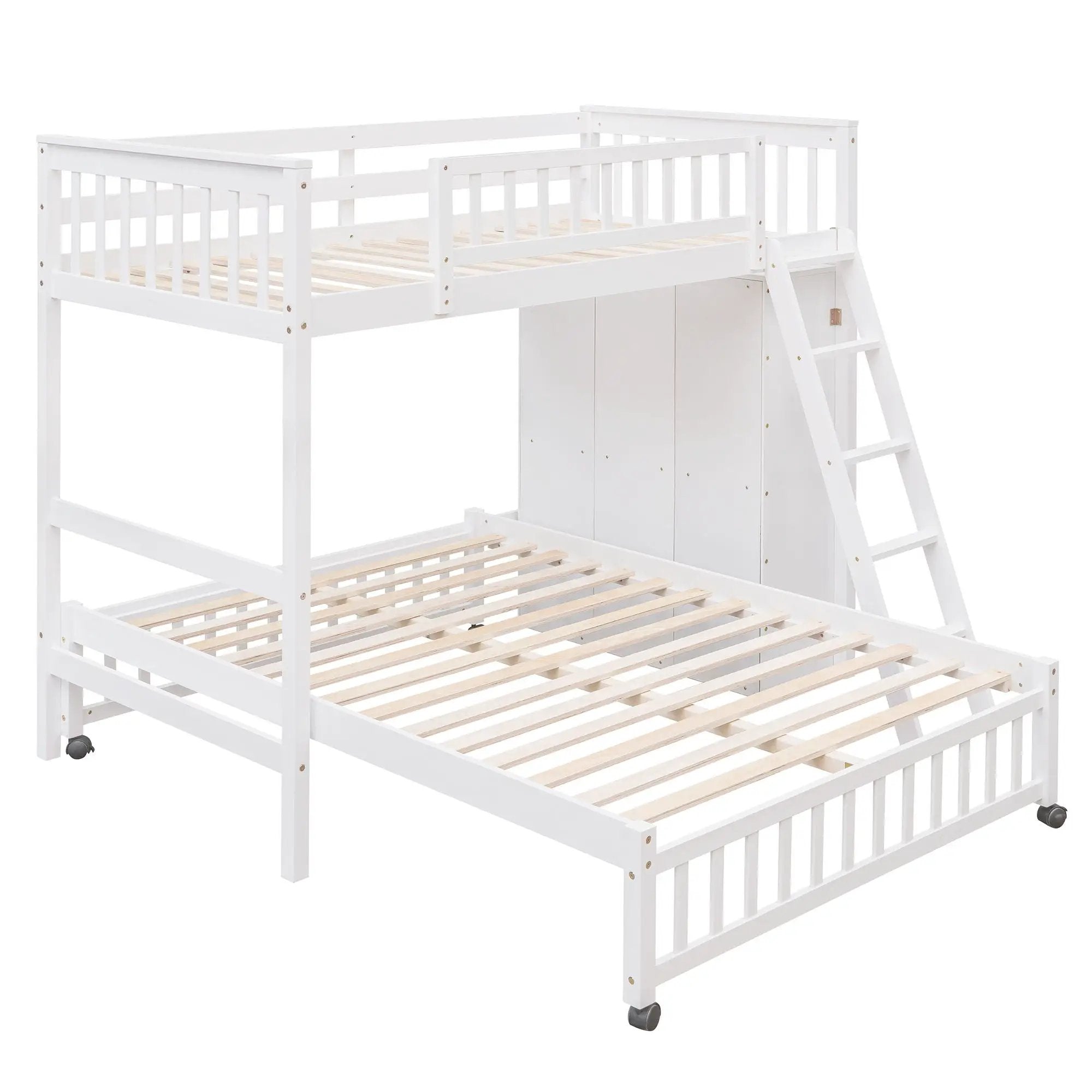 Bunk Bed With 6 Drawers And Flexible Shelves, Bottom Bed With Wheels by HouseOfZazla