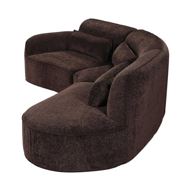 123" Modern Curved Sectional Sofa with Chaise Lounge - 3-Piece Set by HouseOfZazla