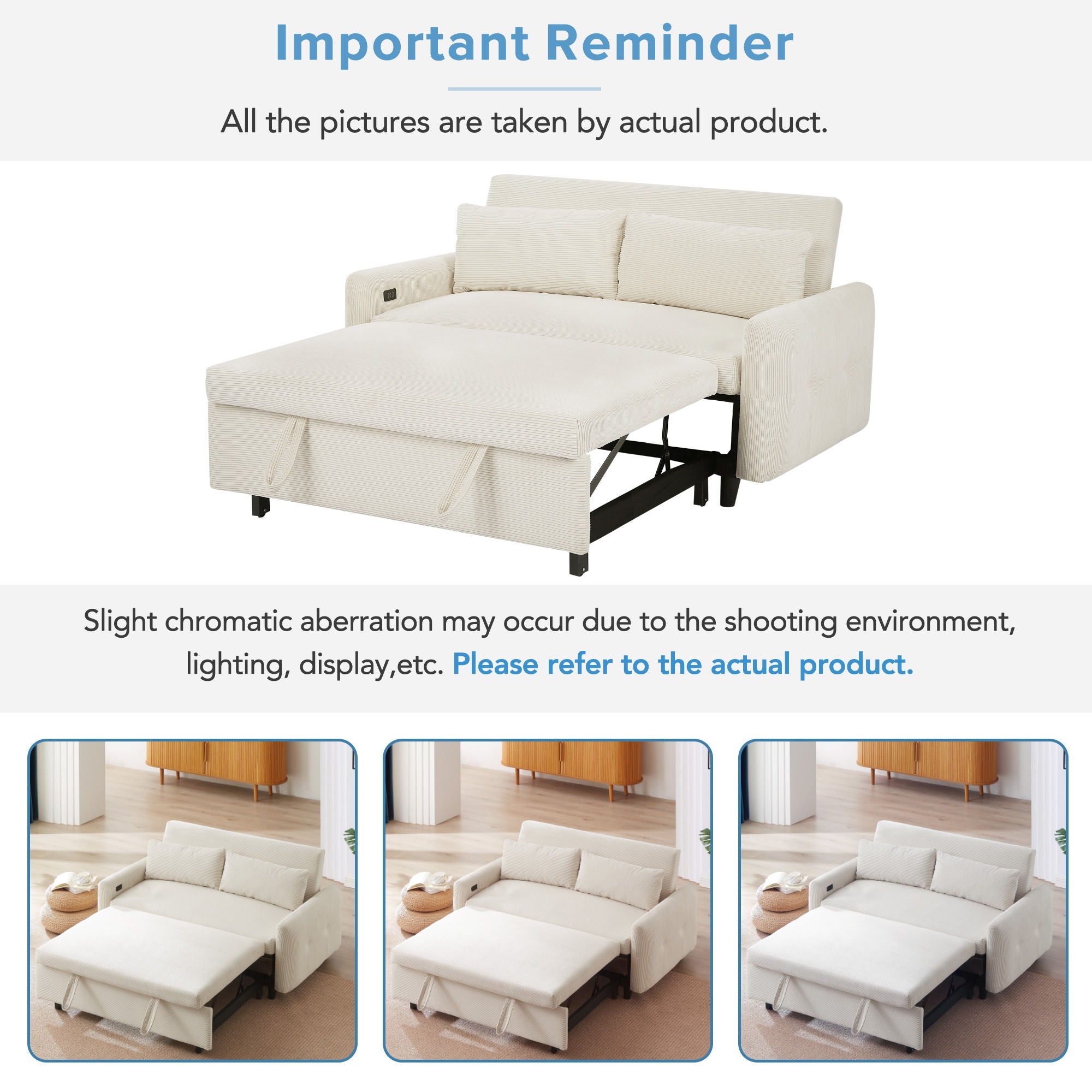 Pull-Out 2 Seat Modern Sleeper Sofa With 2 Throw Pillows And USB Ports by HouseOfZazla