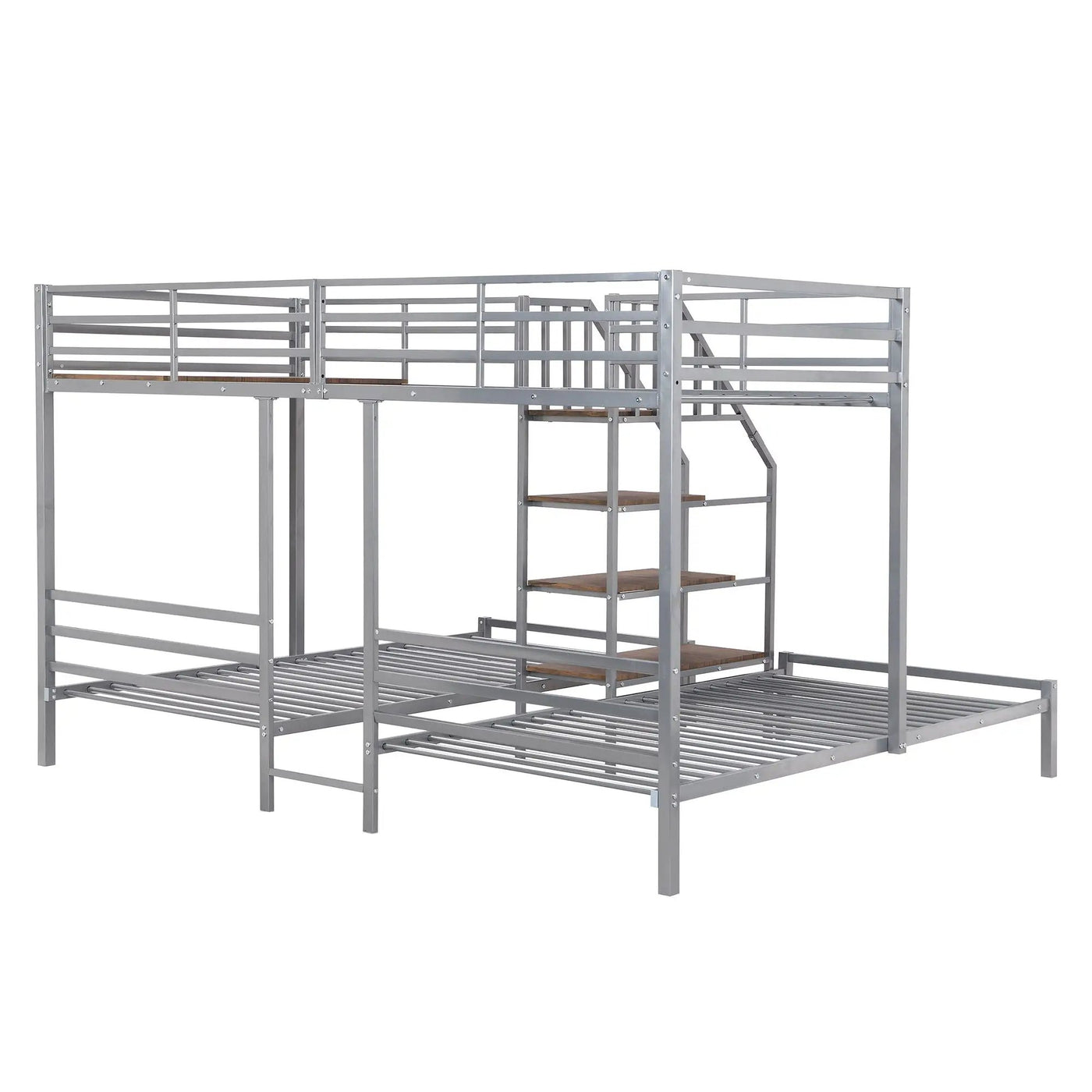 Metal Bunk Bed With Storage Shelves Staircase by Unique Piece Furniture