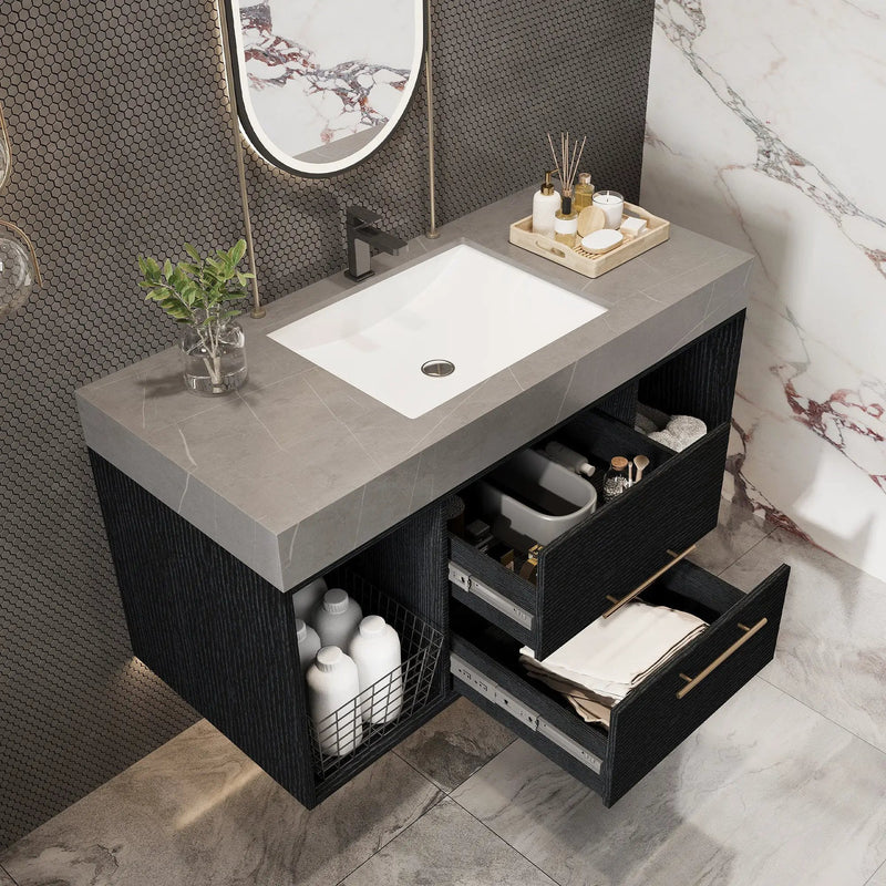 39.4 Inches Single Contemporary Floating Bathroom Vanity, photo 6 of 10