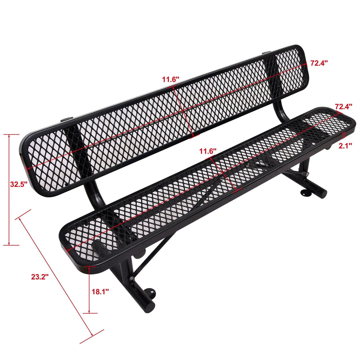 6' Outdoor Steel Bench With Backrest by Unique Piece Furniture