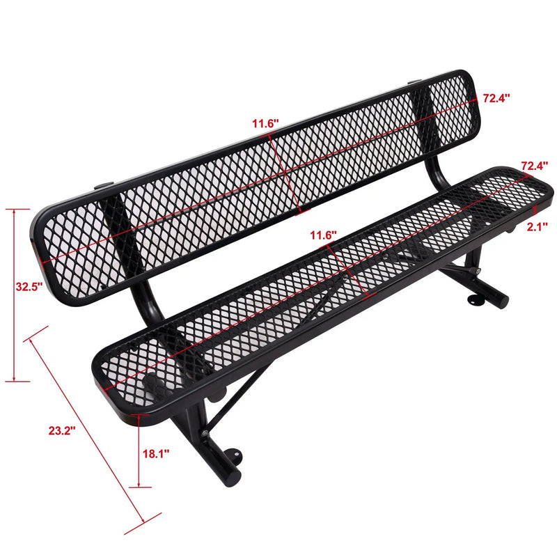 6' Outdoor Steel Bench With Backrest by Unique Piece Furniture
