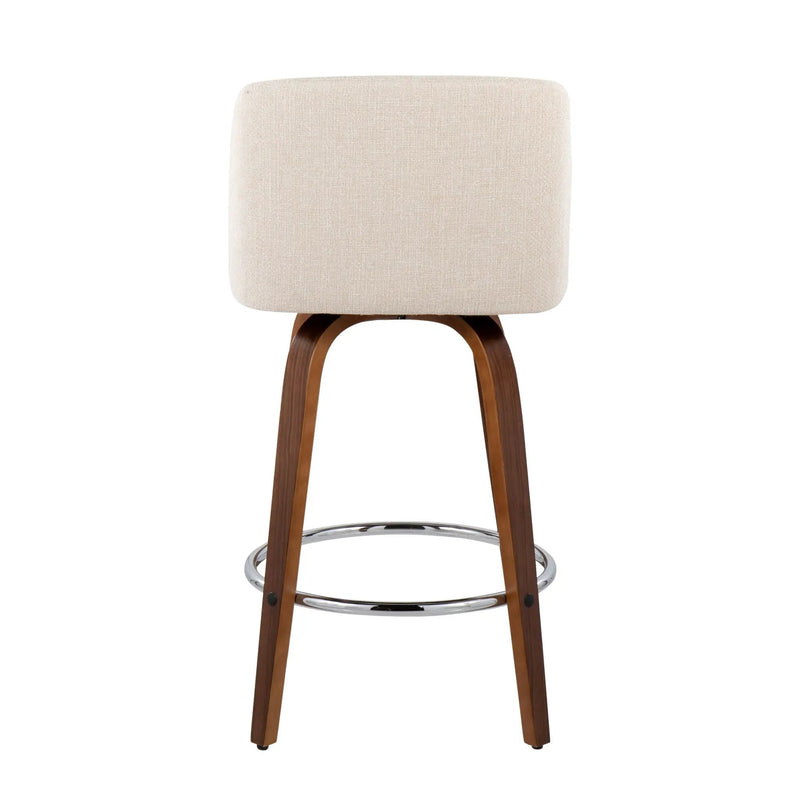 Toriano - Mid-Century Modern Fixed Height Counter Stool With Round Footrest (Set of 2) by HouseOfZazla