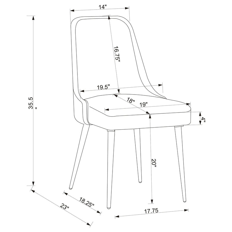 Padded Side Chair Of 2) With Upholstered Seat And Polished - Gray by HouseOfZazla