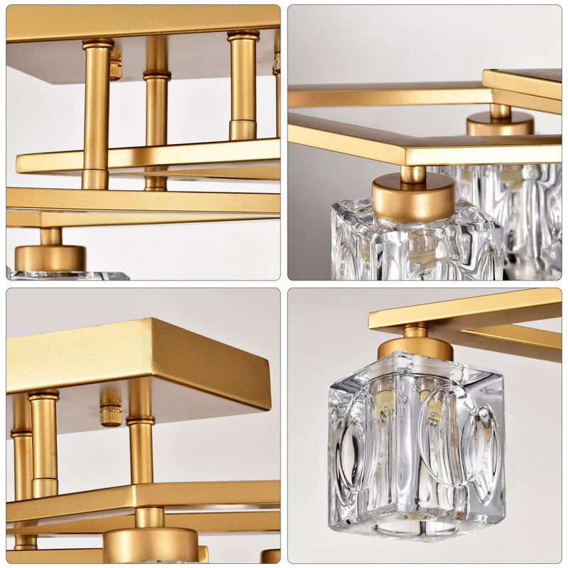 6 Light Crystal Ceiling Light For Dining Room, Modern Ceiling Lamp With Light Fixture For Entryway, Lobby, Kitchen, Bedroom, Living Room, Conference Room, (6*G9 Bulbs Included) by HouseOfZazla