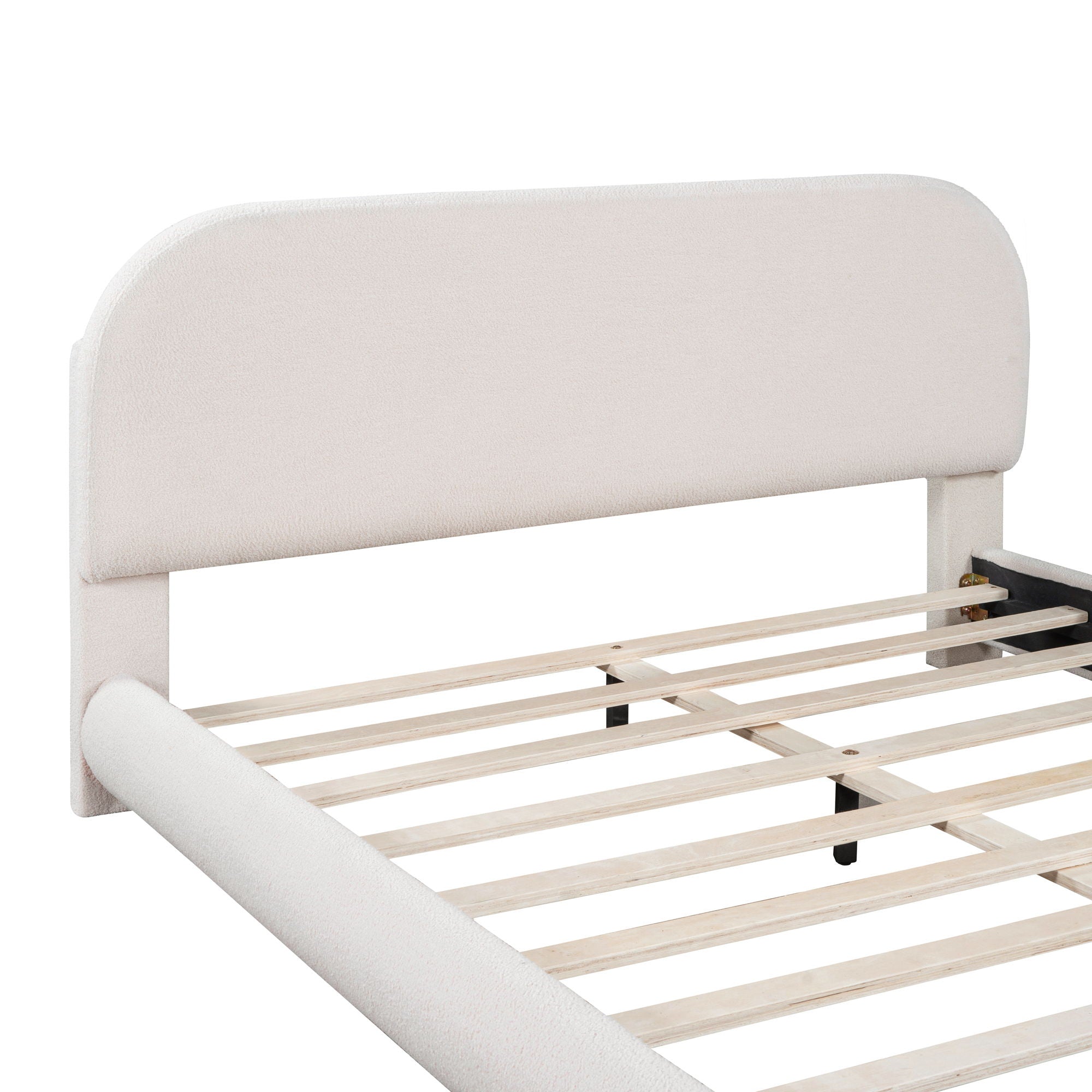 Upholstered Platform Bed With Thick Solid Frame And Stylish Curve-Shaped Design by HouseOfZazla