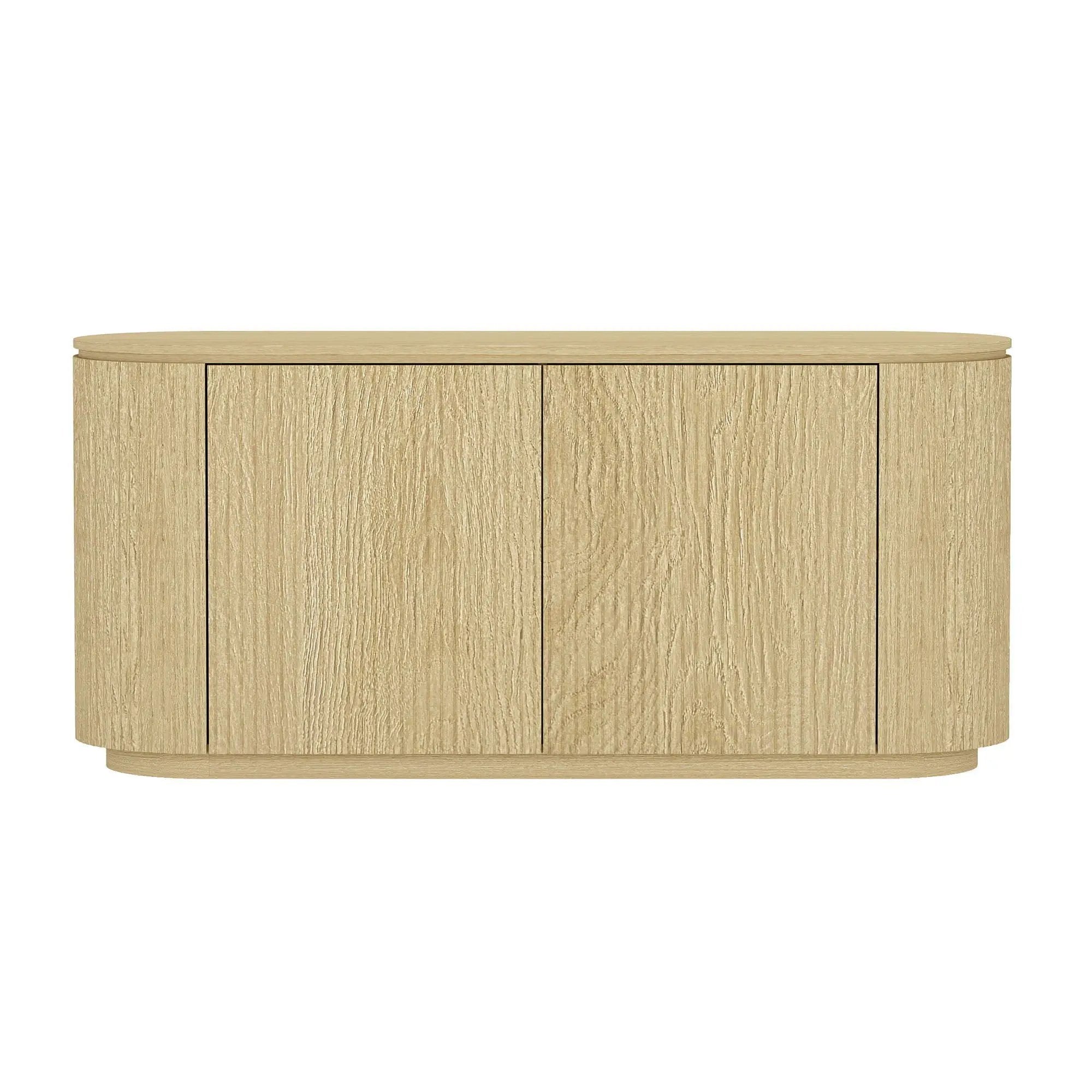 Olivia - Sideboard With 4 Adjustable Shelves With Handle Free Doors And Rounded Edges - Oak by HouseOfZazla