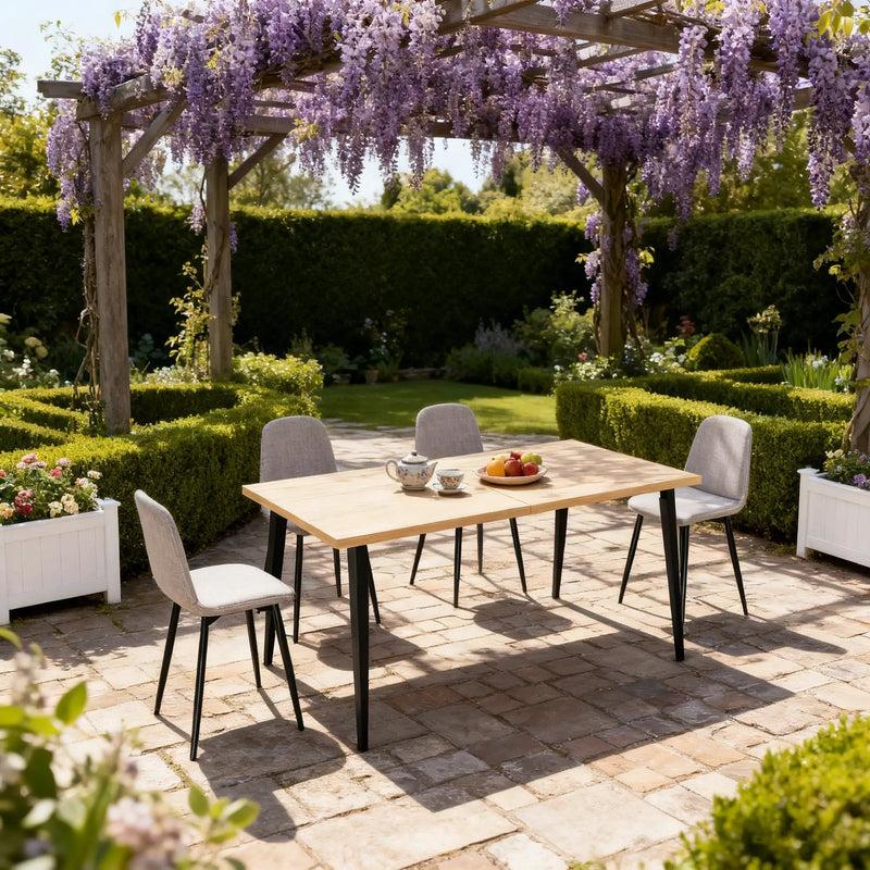 63-inch Modern Dining Table with Wooden Tabletop and Rust-Resistant Iron Legs by HouseOfZazla
