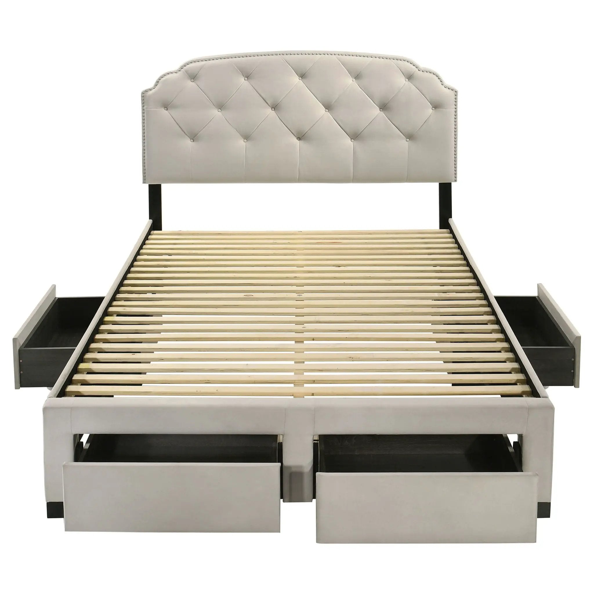 Marianna 4-drawer Upholstered Queen Storage Bed Cream by Unique Piece Furniture