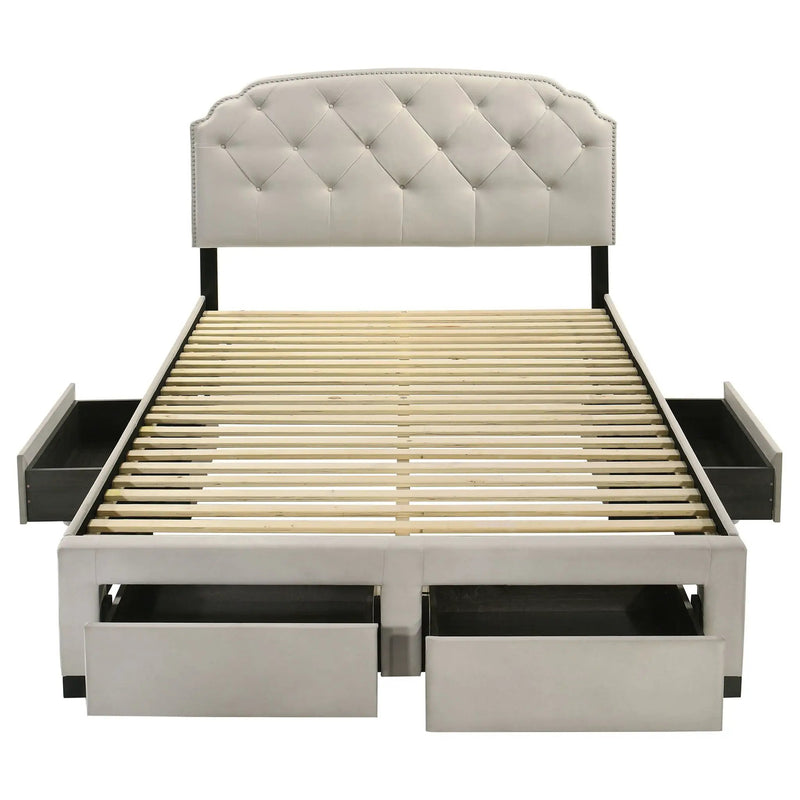 Marianna 4-drawer Upholstered Queen Storage Bed Cream by Unique Piece Furniture