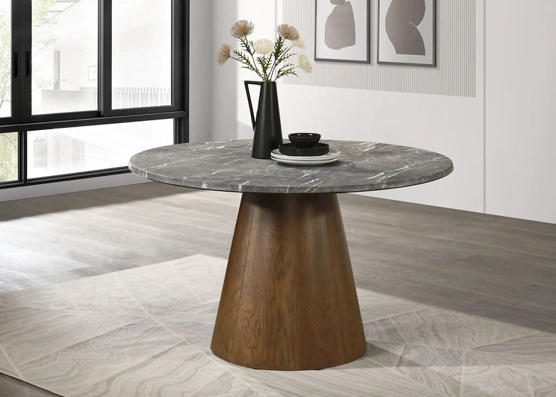 Franklin 50-inch Round Dining Table Grey and Dark Oak by Unique Piece Furniture