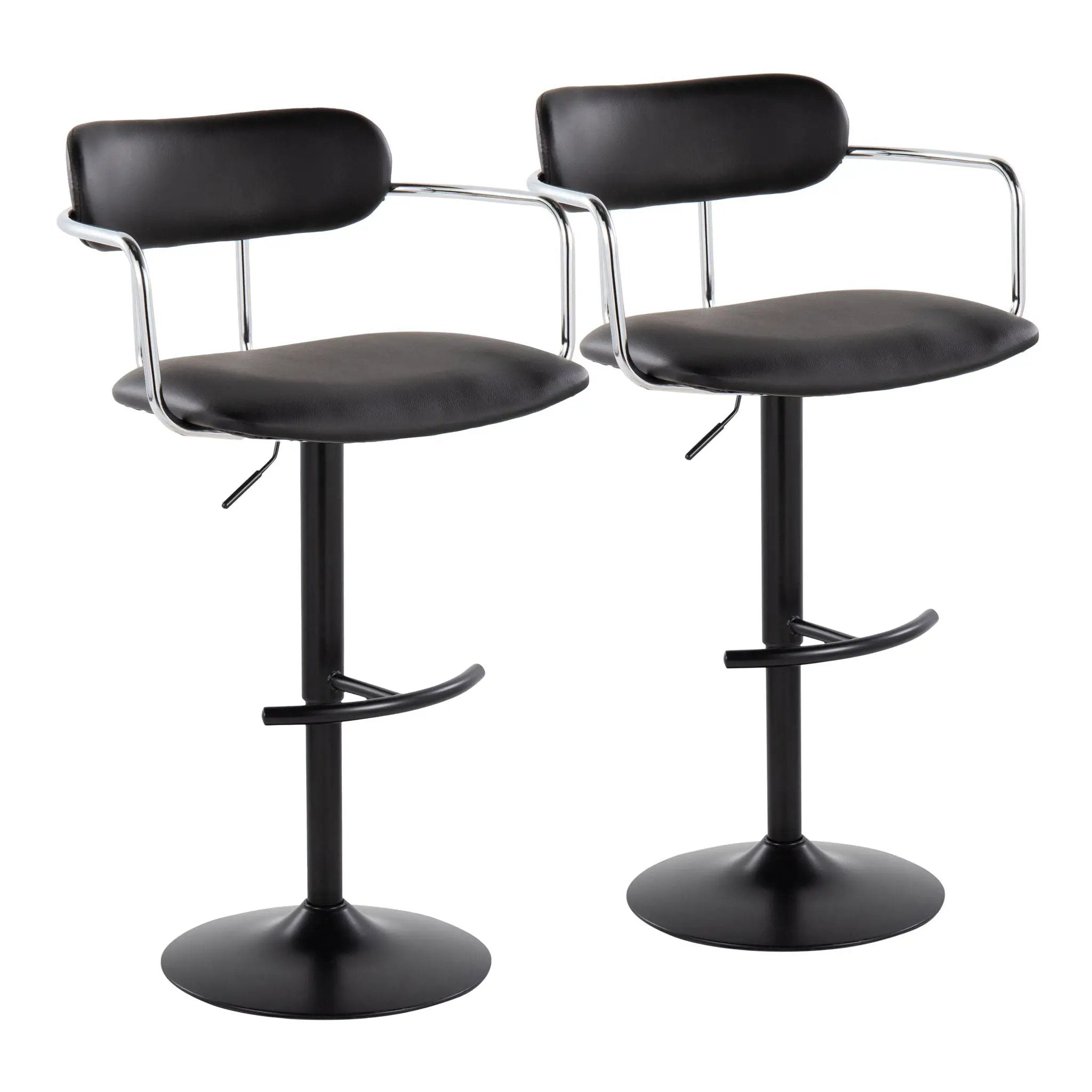 Demi - Contemporary Adjustable Height Barstool With Swivel With Rounded T Footrest (Set of 2) by Unique Piece Furniture