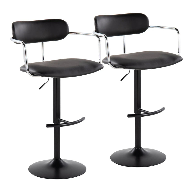 Demi - Contemporary Adjustable Height Barstool With Swivel With Rounded T Footrest (Set of 2) by Unique Piece Furniture