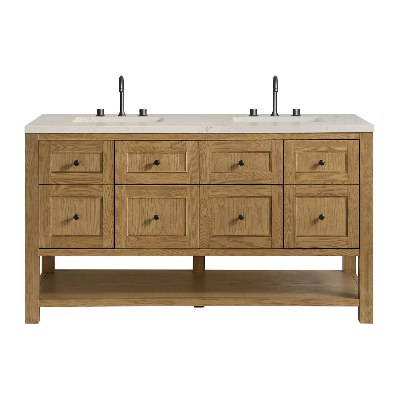 James Martin Breckenridge 60" Double Bathroom Vanity, Light Natural Oak with Siberian countertop