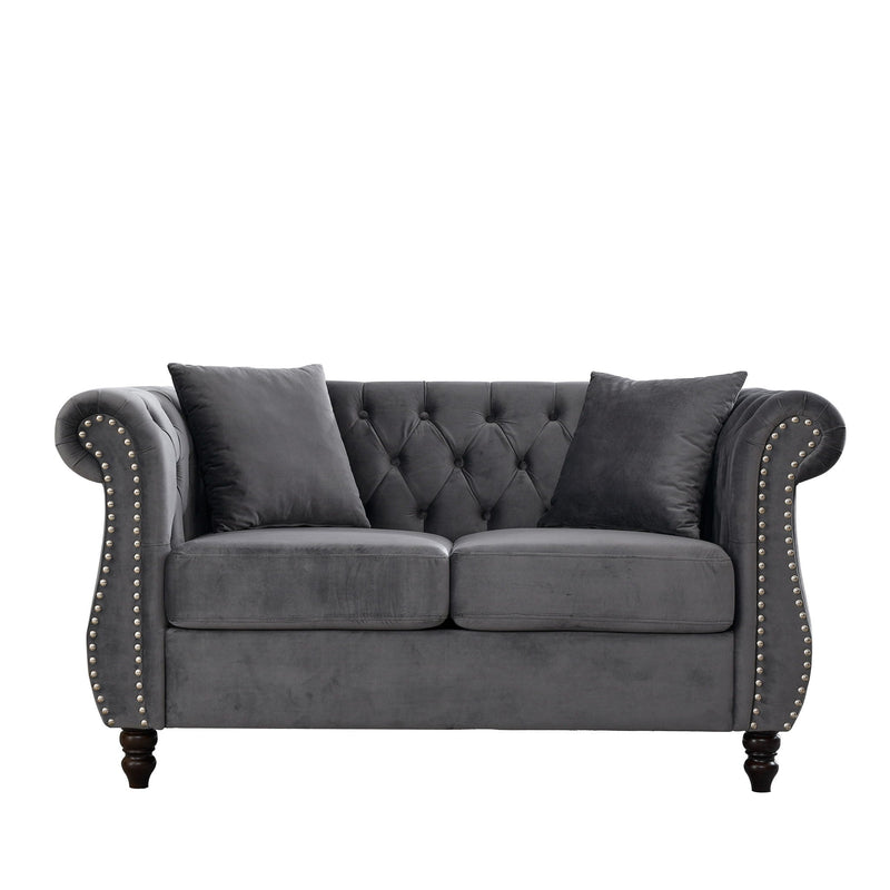 Chesterfield Sofa With Rolled Arms And Nailhead Trim by HouseOfZazla