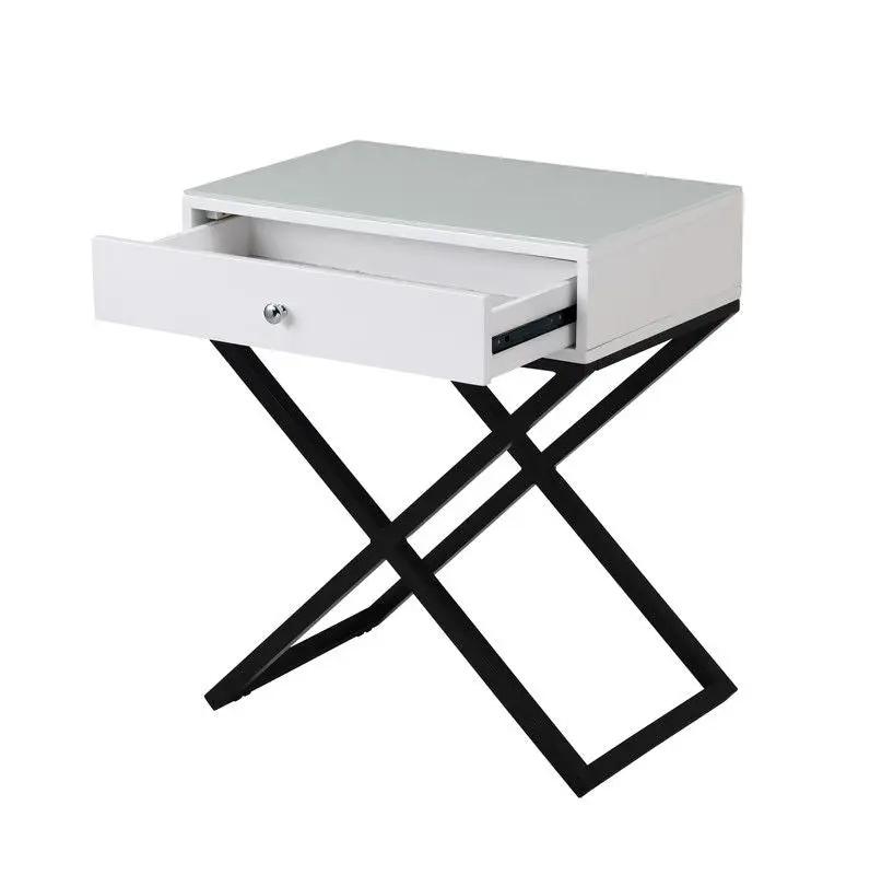Koda - End Side Table Nightstand, Drawer And Cross Base by HouseOfZazla