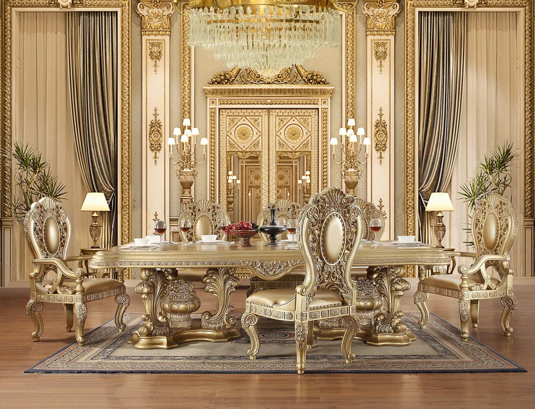 Seville - Arm Chair (Set of 2) - Synthetic Leather & Gold by Unique Piece Furniture