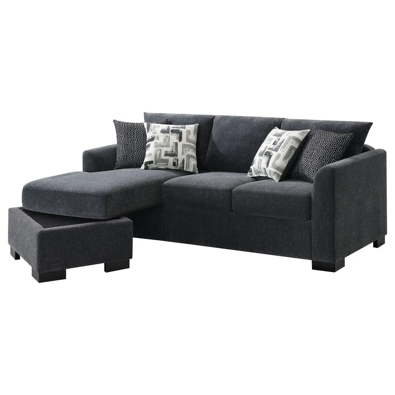 Storey Upholstered Sleeper Sectional Chaise Sofa Dark Grey by Unique Piece Furniture