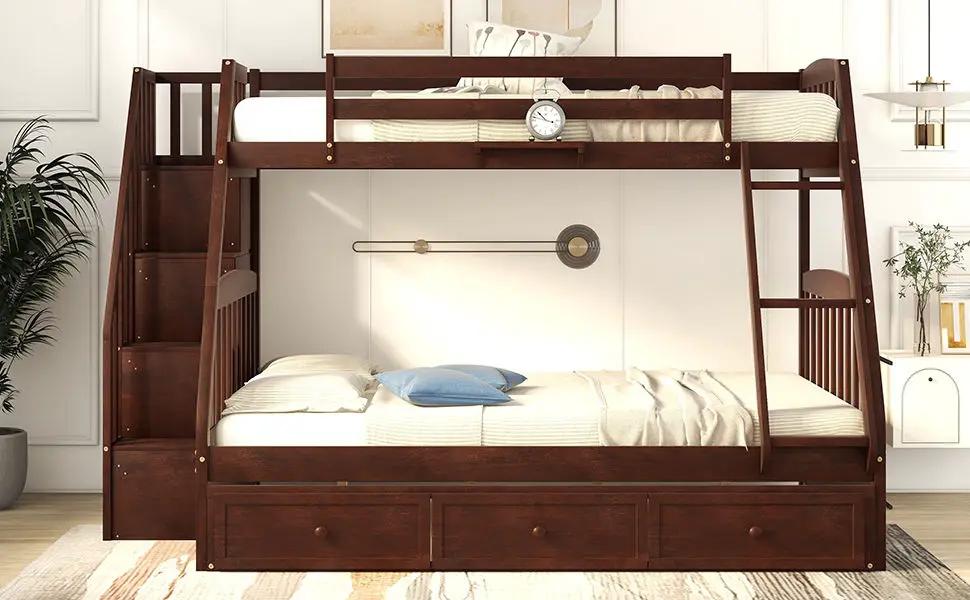 Bunk Bed With Drawers, Ladder And Storage Staircase by HouseOfZazla