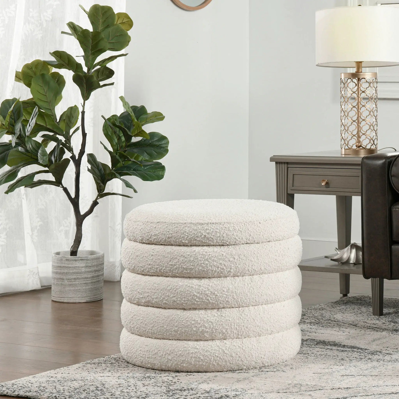 Fuji - Oversized Round Storage Ottoman by HouseOfZazla