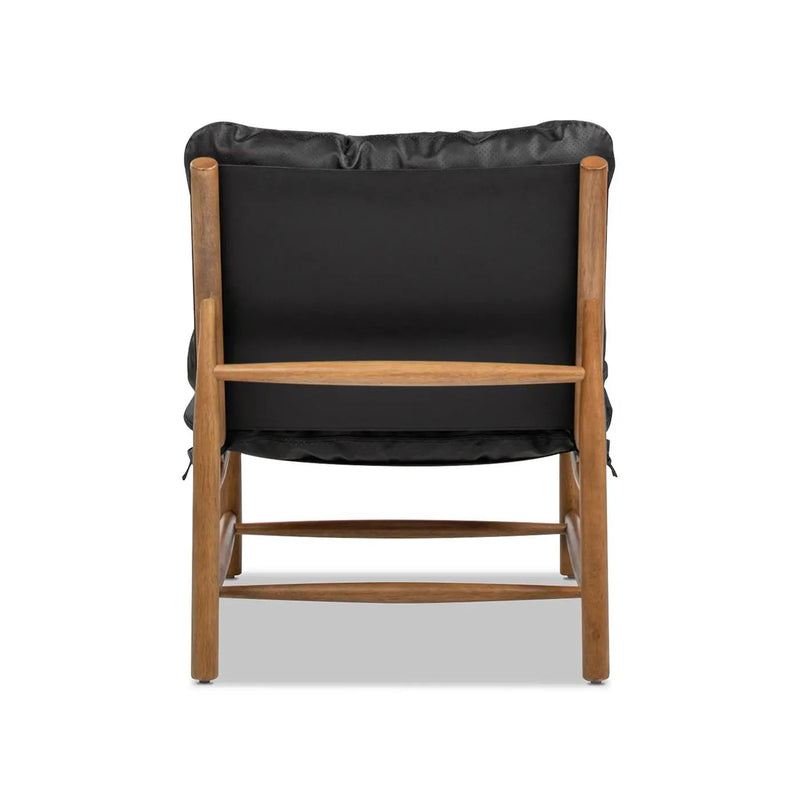 Oxford Leather Mid-Century Modern Accent Chair - Noir Black by HouseOfZazla