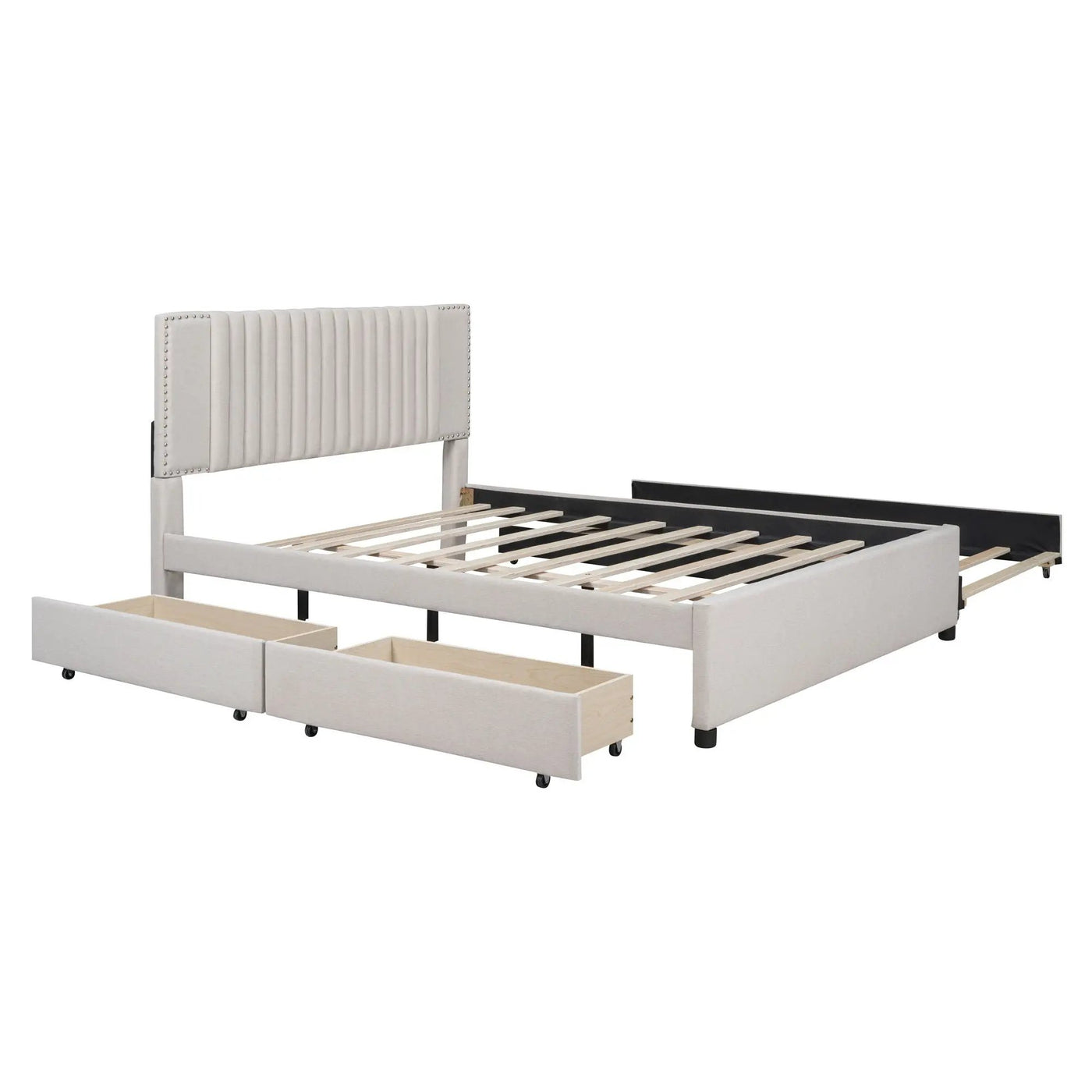Upholstered Platform Bed With Drawers, Classic Headboard Design by Unique Piece Furniture