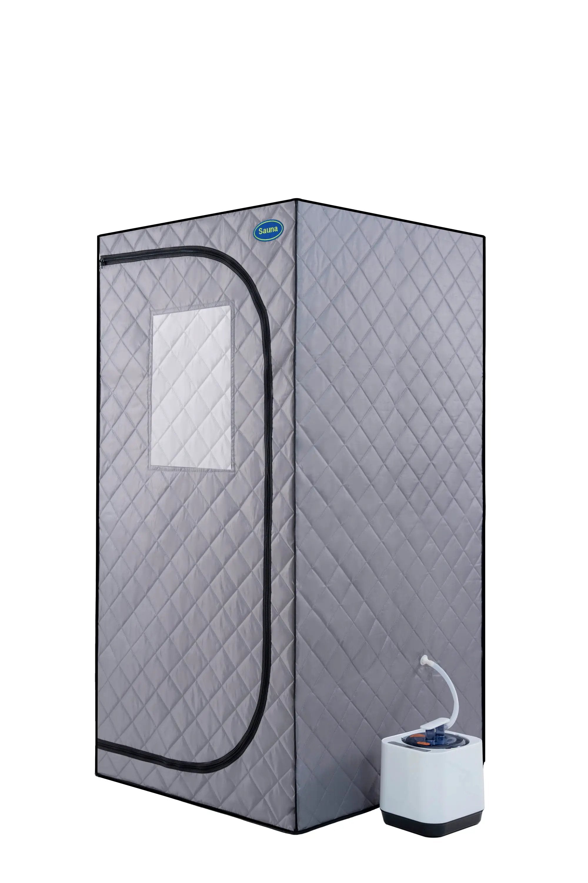 Portable Grey Mini Plus style Steam Sauna tent–Personal Home Spa, with Steam Generator, Remote Control, Foldable Chair, PVC pipes. Easy to Install,fast heating, with FCC & UL Certification by HouseOfZazla