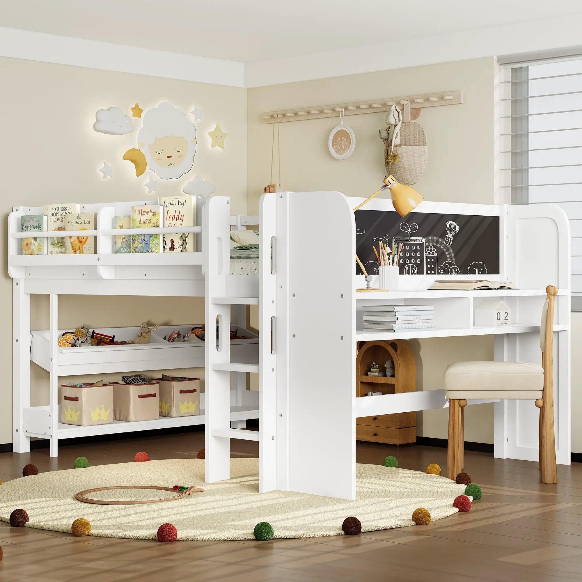 Full Loft Bed with Multi-Storage Bookcases, Boxes and Drawers by HouseOfZazla