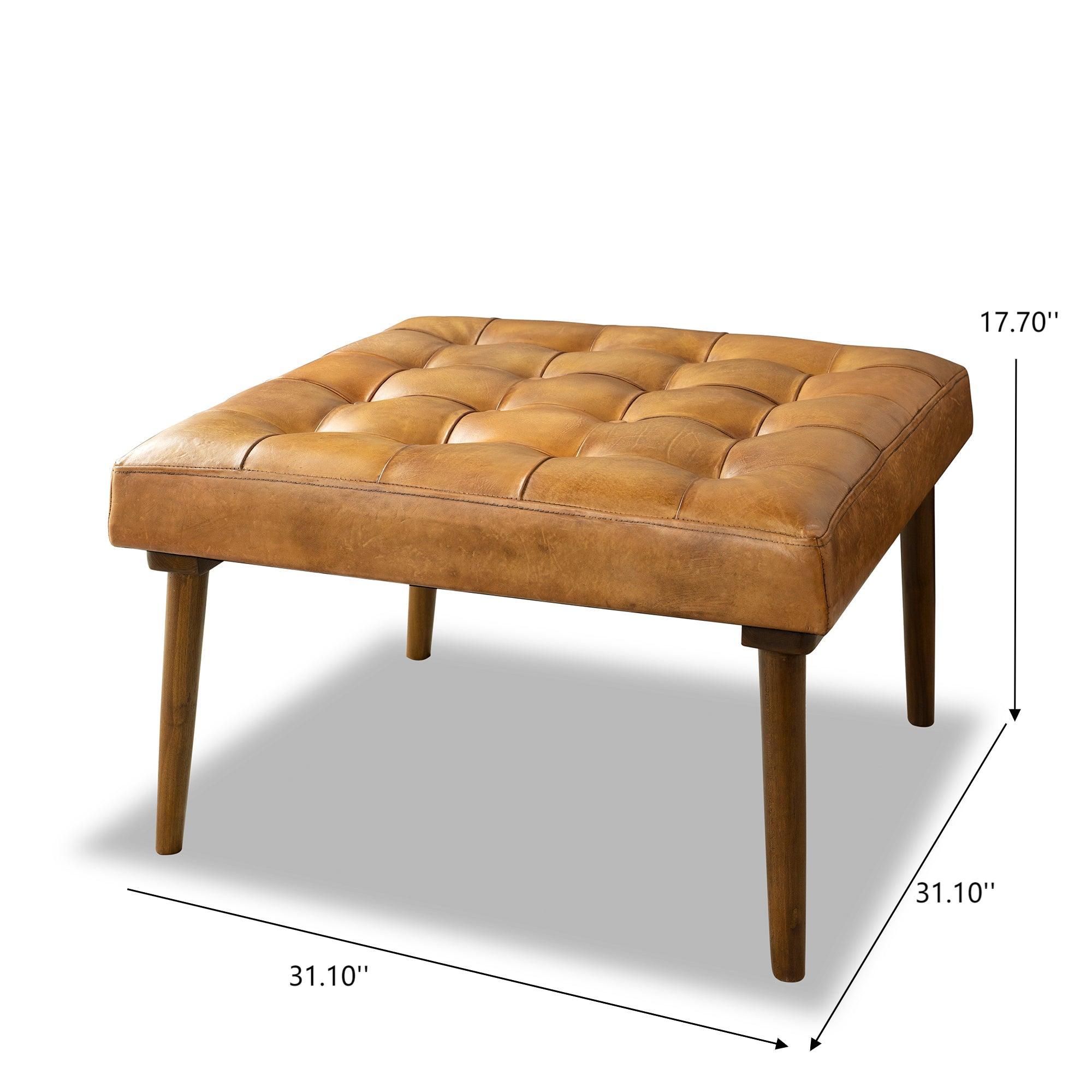 Mark - Tufted Square Genuine Upholstered Ottoman by HouseOfZazla