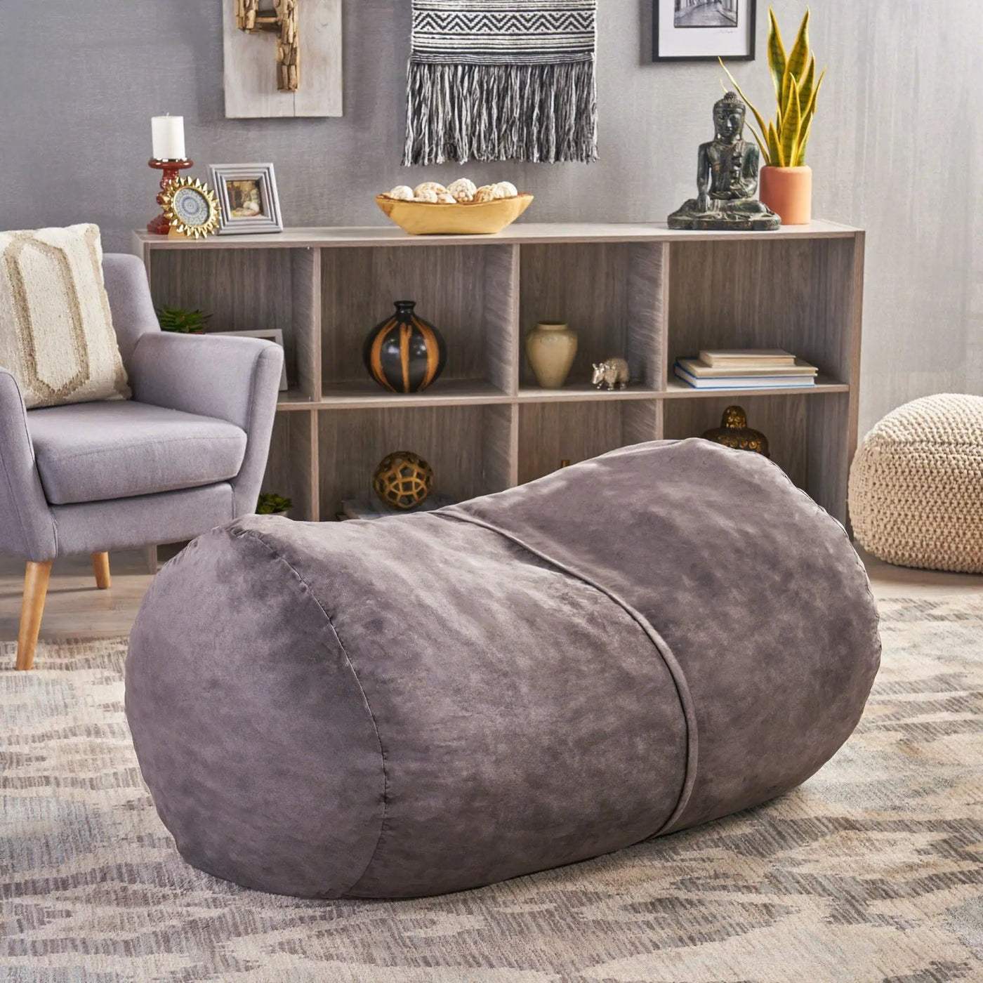 Michael - Modern Cylindrical Suede Bean Bag Chair by HouseOfZazla