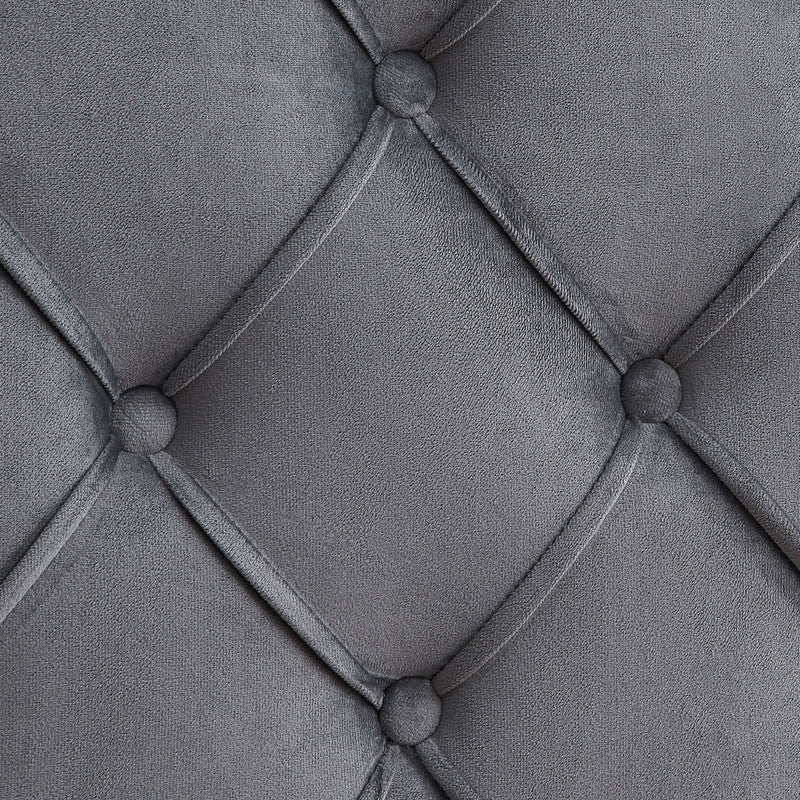 Velvet Button Tufted-Upholstered Bed With Wings Design Strong Wood Slat Support Queen Platform Bed - Gray by HouseOfZazla