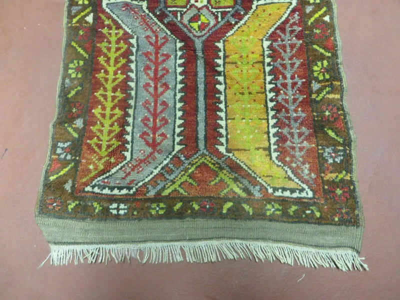 Small Turkish Yastik Rug 1.9 x 2.10, Antique Handmade Oushak Carpet by Jewel Rugs