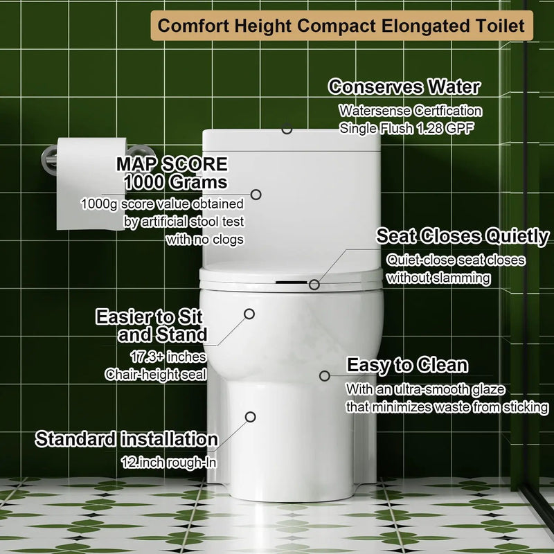 Gloss Tornado Flush 1 Piece Elongated Toilet With Siphonic Side Press, ADA Comfort Chair Height - Gloss White by HouseOfZazla