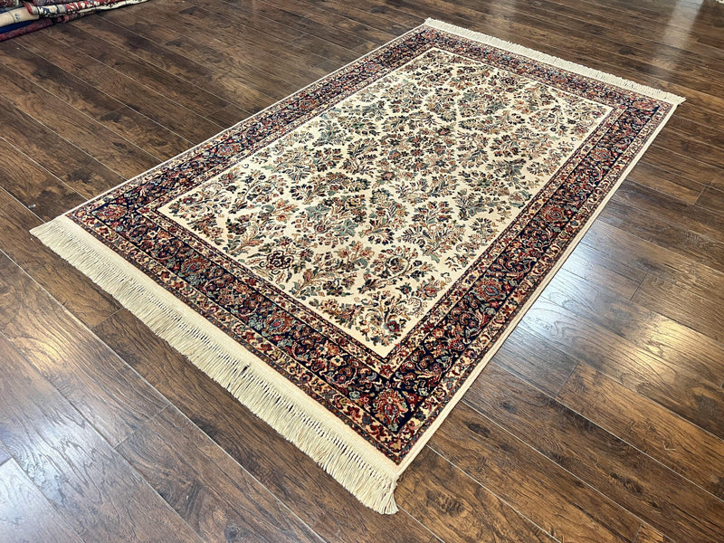 Karastan Rug 5.9 x 9 Ivory Sarouk #760, Vintage Wool Original Collection 700 Series, Discontinued by Jewel Rugs