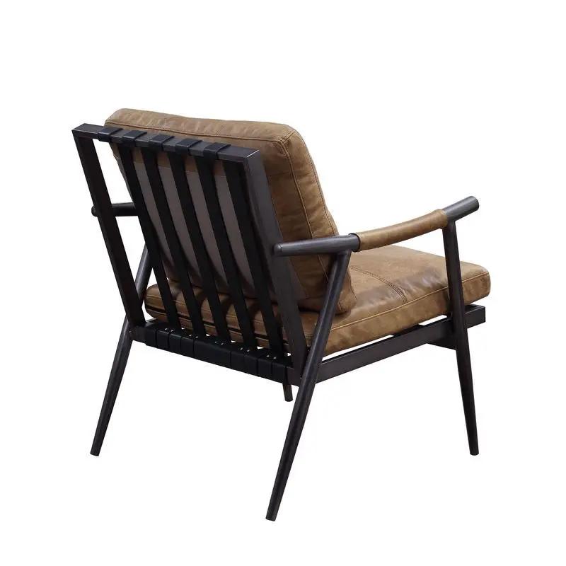 Anzan - Accent Chair - Berham Chestnut Top Grain Leather & Matt Iron by Unique Piece Furniture